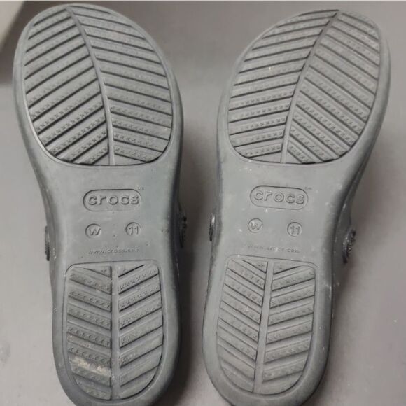 Crocs Sanrah Metalblock black gold oyster white flat comfort sandals - Picture 6 of 6